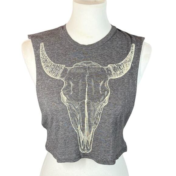 Truly Madly Deeply Tops - Western Skull Crop XS
